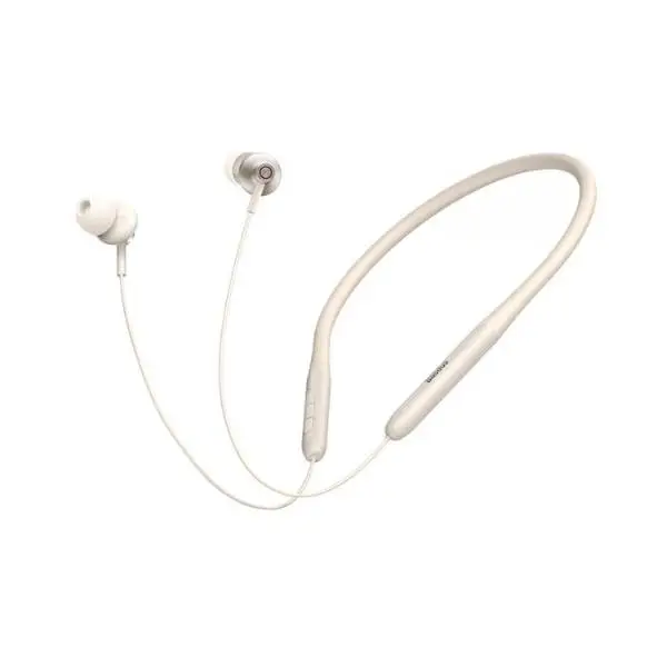 Baseus Bowie P1x In-ear Neckband Earphones in black showing Bluetooth 5.3 wireless connection and sleek design