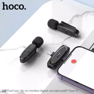 Hoco L15 iP Crystal Lavalier Wireless Digital Microphone available in Bangladesh at GearBaba