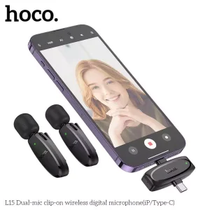 Hoco L15 iP Crystal Lavalier Wireless Digital Microphone available in Bangladesh at GearBaba