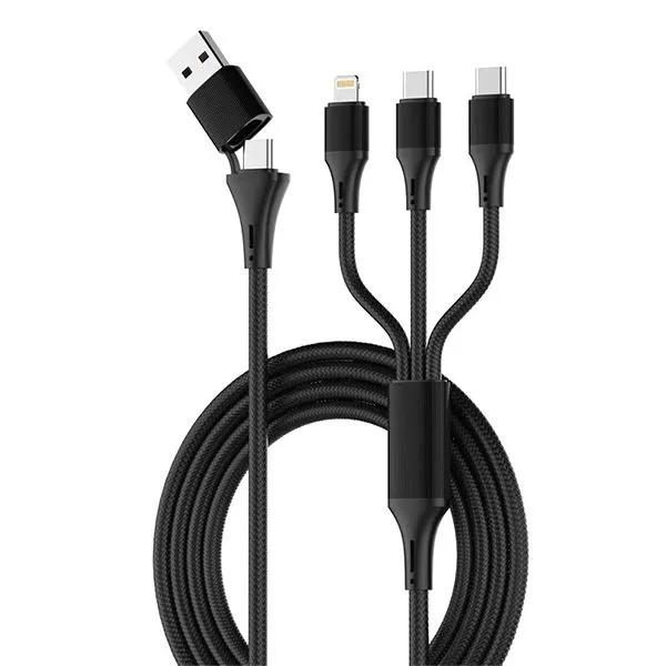 LDNIO LC97UC 100W USB-A/Type-C to Type-Cx2/Lightning Cable available at GearBaba Bangladesh