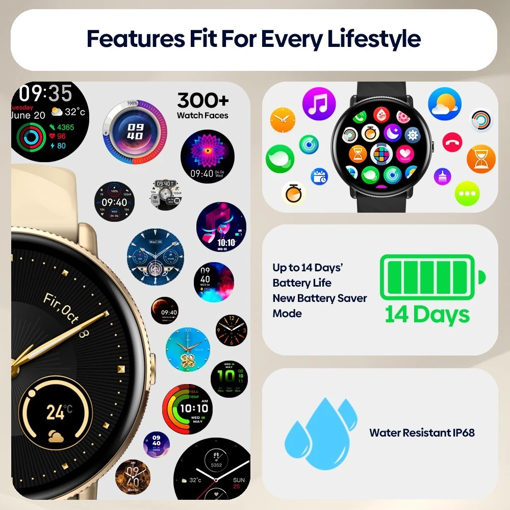 Smart Watch with AMOLED Display and Bluetooth Calling – Gearbaba
