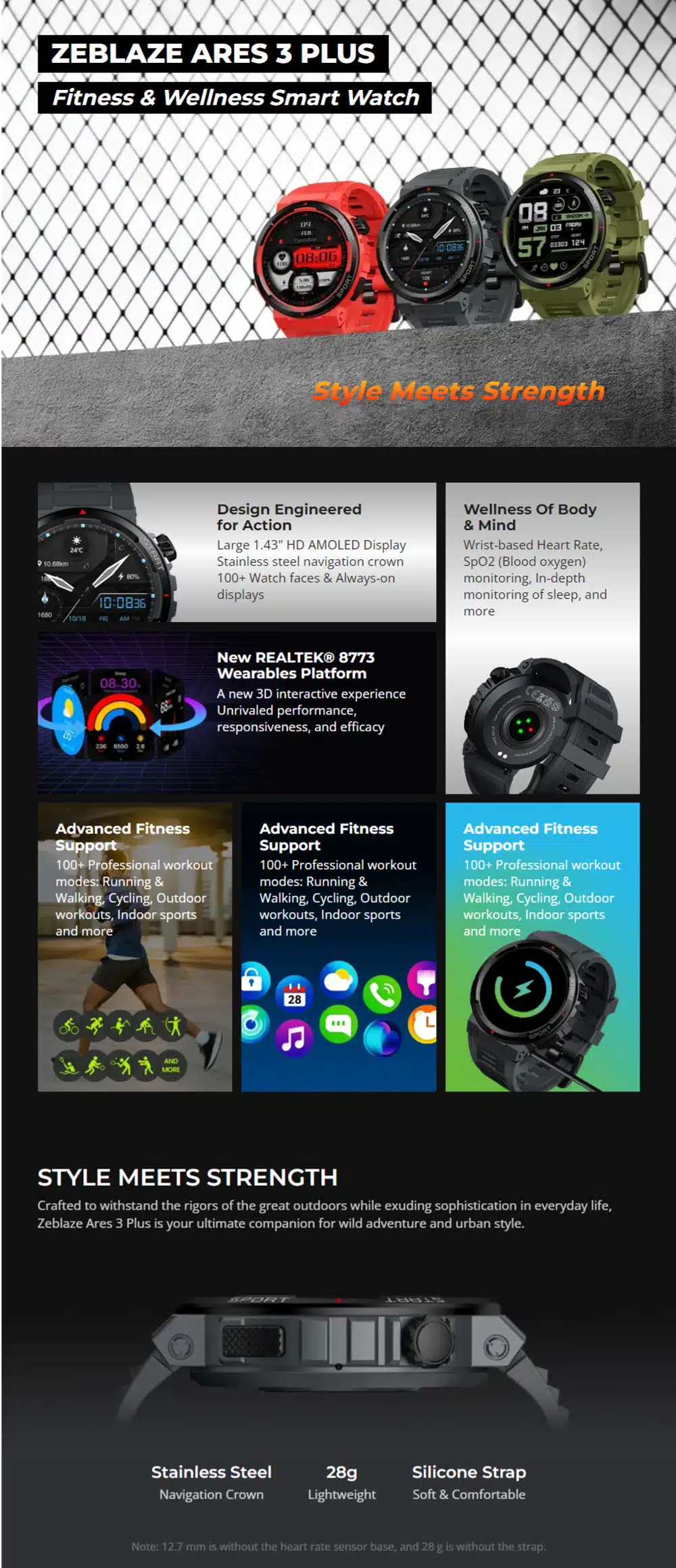 Zeblaze ARES 3 Plus Smart Watch Bluetooth Calling – Gearbaba